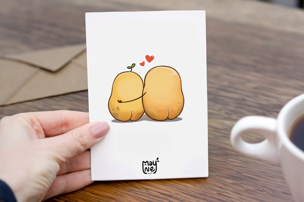 Carte de voeux - Je t'aime ma patate