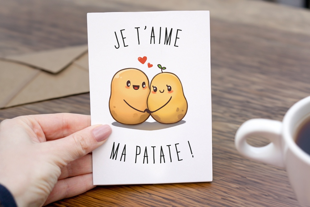Carte de voeux - Je t'aime ma patate